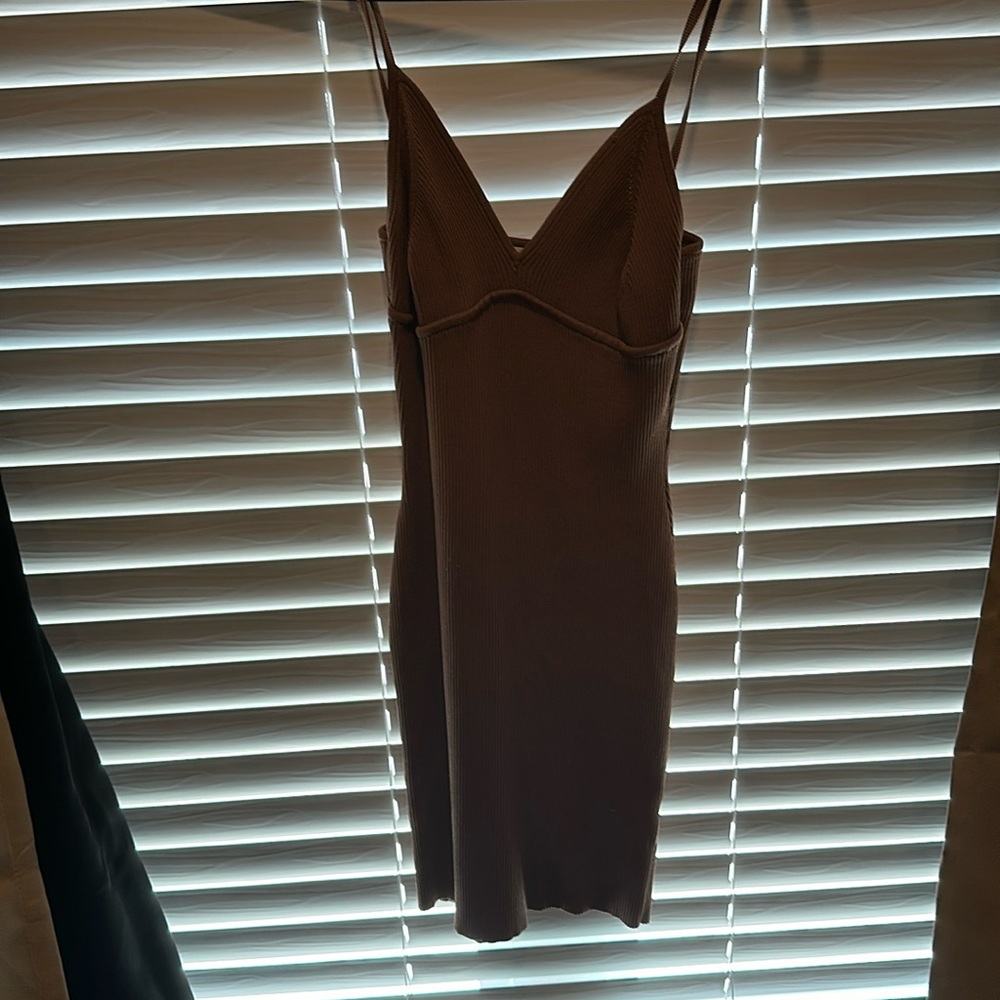 short form fitting brown dress!